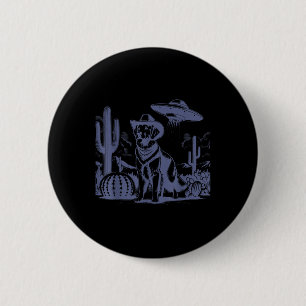 Badge Rond 5 Cm Vintage Golden Retriever Ufo 90s Retro Western Cow