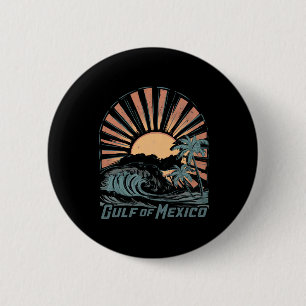 Badge Rond 5 Cm Vintage Golfe Du Mexique Plage Palms Vacances Été