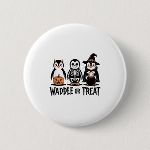 Badge Rond 5 Cm Vintage Halloween Penguin Trick Ou Waddle Éffrayan