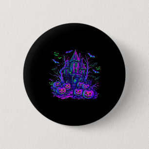 Badge Rond 5 Cm Vintage Halloween Soky Scène Retro Citrouille Y Se