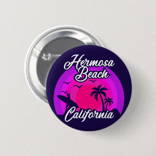 Badge Rond 5 Cm Vintage Hermosa Beach Californie