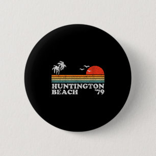 Badge Rond 5 Cm Vintage Huntington Beach California Retro Surfing