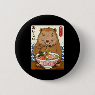 Badge Rond 5 Cm Vintage japonais Art Groundhog Mange Ramen Drôle G