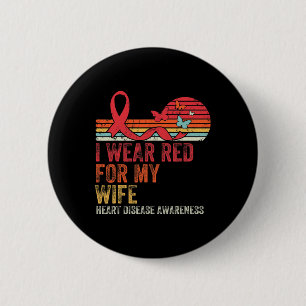 Badge Rond 5 Cm Vintage Je Porte Du Rouge Pour Ma Femme Maladie Ca