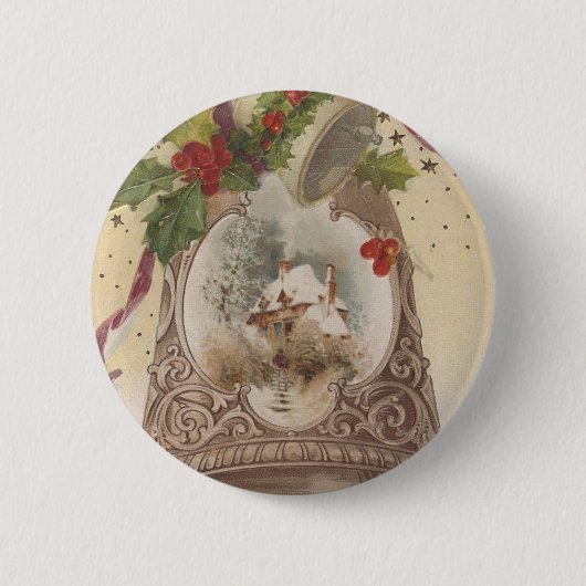 Badge Rond 5 Cm Vintage Joyeux Noël Bell (Devant)