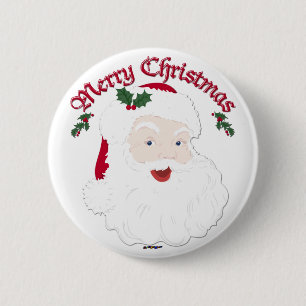 Badge Rond 5 Cm Vintage Joyeux Noël Père Noël - script