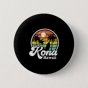 Badge Rond 5 Cm Vintage Kona Beach Hawaii Surf Hawaiian Surf 70
