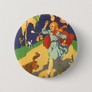 Badge Rond 5 Cm Vintage Little Red Riding Hood at a Birthday Party