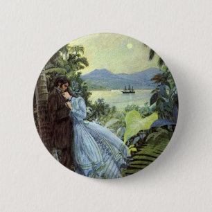 Badge Rond 5 Cm Vintage Love and Romance, Romantic Tropical View