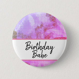 Badge Rond 5 Cm *~* Vintage Magenta Purple Parties scintillant dés