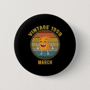 Badge Rond 5 Cm Vintage mars 1959 Chicken Nugget Rieur en Détresse