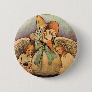 Badge Rond 5 Cm Vintage Mère Oie Enfants Jessie Willcox Smith