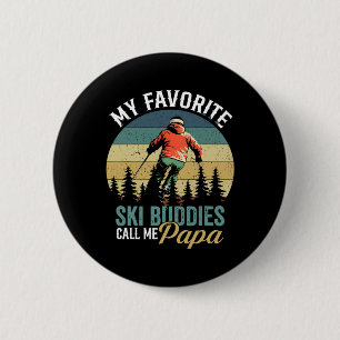 Badge Rond 5 Cm Vintage Mes meilleurs potes de ski m'appellent Pap