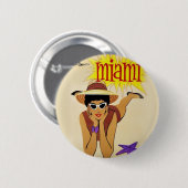 Badge Rond 5 Cm Vintage Miami Beach (Devant & derrière)