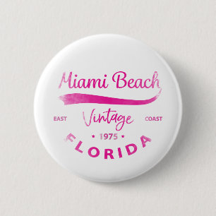 Badge Rond 5 Cm Vintage Miami-Beach, Floride, côte Est