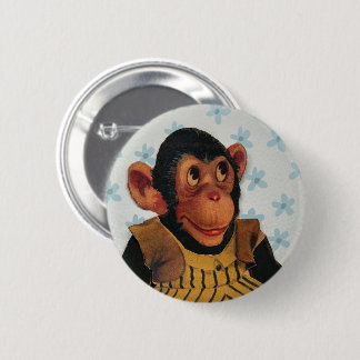 Badge Rond 5 Cm Vintage Monkey design Old Paper Doll Cartoon