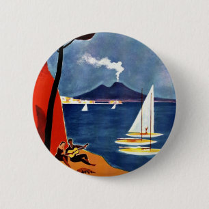 Badge Rond 5 Cm Vintage Napoli Voyage Amour Romance