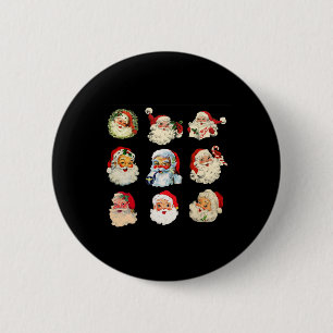 Badge Rond 5 Cm Vintage noël santa claus visage fun vieux mode