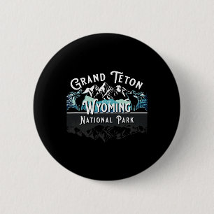 Badge Rond 5 Cm Vintage Parc National Grand Teton Wyoming Usa Ek M