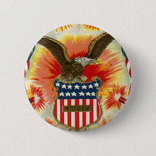 Badge Rond 5 Cm Vintage patriotique 4 juillet Aigle et drapeau amé