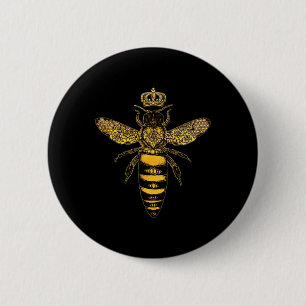 Badge Rond 5 Cm Vintage Queen Bee Jour des terres Nature Amour Sau