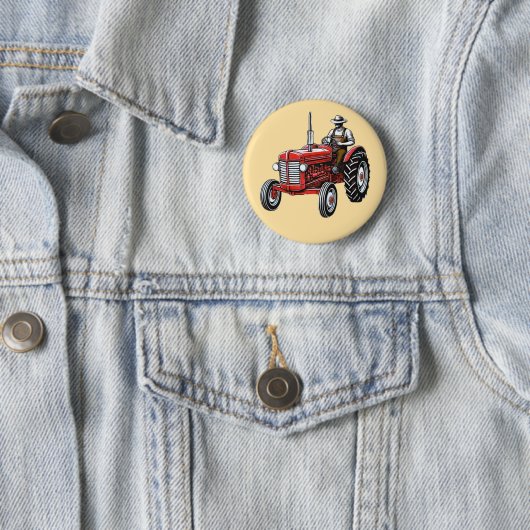 Badge Rond 5 Cm Vintage Red Tractor (En situation)