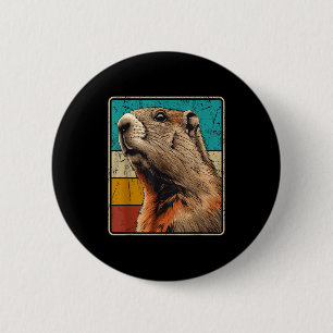 Badge Rond 5 Cm Vintage Retro Jour de la marmotte Fête Hommes Femm