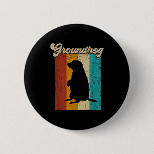 Badge Rond 5 Cm Vintage Rétro Marmotte Pour Le Jour De La Marmotte