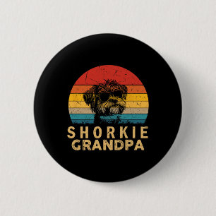 Badge Rond 5 Cm Vintage Retro Shorkie Grand-père Amoureux de les c