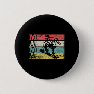 Badge Rond 5 Cm Vintage Retro Snowboard Mama Ski Snowboard Silh