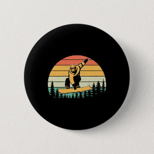 Badge Rond 5 Cm Vintage Retro Snowboardeur Silhouette Snowboard