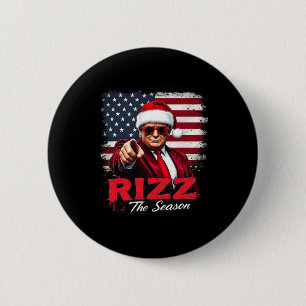 Badge Rond 5 Cm Vintage Rizz La Saison Trump Noël Père Noël Paja