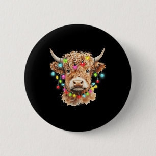 Badge Rond 5 Cm Vintage Scotland Highland vache animal Noël Xma