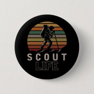 Badge Rond 5 Cm Vintage Scout Nature Camper Randonneur en plein ai