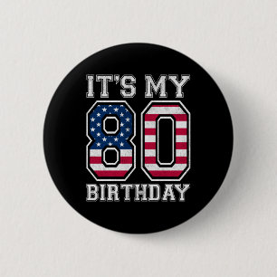 Badge Rond 5 Cm Vintage Son 80e anniversaire American Flag Indepen