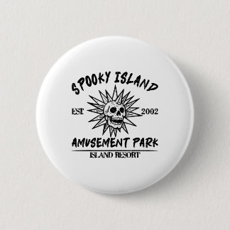 Badge Rond 5 Cm Vintage Spooky Island Est 2002 Amusement Park Isla