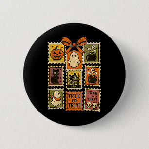 Badge Rond 5 Cm Vintage Treat Trick or Shirt Cute Retro Halloween