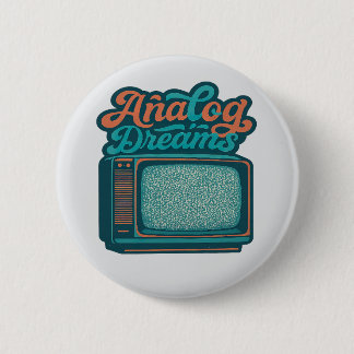 Badge Rond 5 Cm 📺Vintage TV Retro Art – "Analog Dreams" Graphic