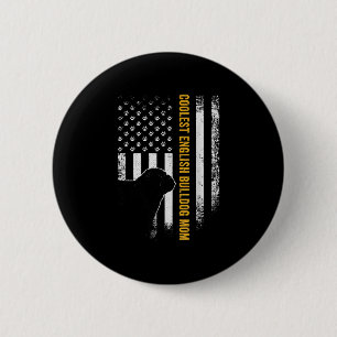 Badge Rond 5 Cm Vintage USA American Flag Coolest Anglais Bulldog