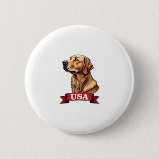 Badge Rond 5 Cm Vintage USA Golden Retriever Engraving Shirt
