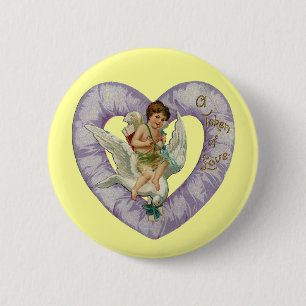 Badge Rond 5 Cm Vintage Valentine Heart