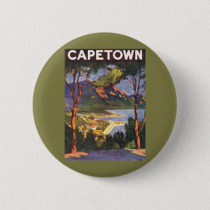 Badge Rond 5 Cm Vintage voyage, Cap, une ville d'Afrique du Sud