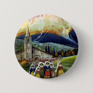 Badge Rond 5 Cm Vintage voyage, Femmes des Abruzzes, Italie