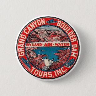 Badge Rond 5 Cm Vintage voyage - Grand Canyon / Boulder Dam