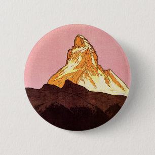 Badge Rond 5 Cm Vintage voyage, Matterhorn Mountain, Suisse
