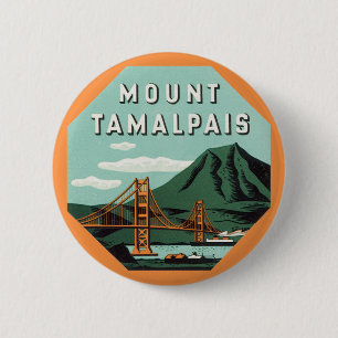 Badge Rond 5 Cm Vintage voyage, montagne du Tamalpais ou Mont Tam