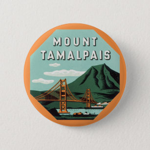 Badge Rond 5 Cm Vintage voyage, montagne du Tamalpais ou Mont Tam
