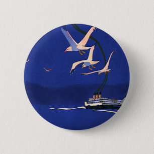 Badge Rond 5 Cm Vintage voyage, Vacances en bateau de croisière en