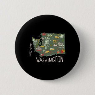 Badge Rond 5 Cm Vintage Washington Evergreen State Seattle Pacifiq