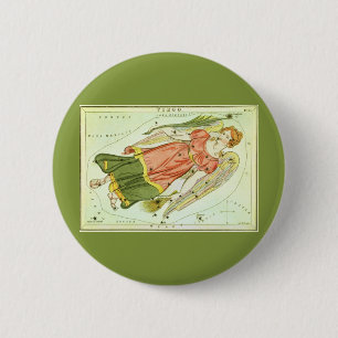 Badge Rond 5 Cm Vintage Zodiac Astrology Virgo Constellation